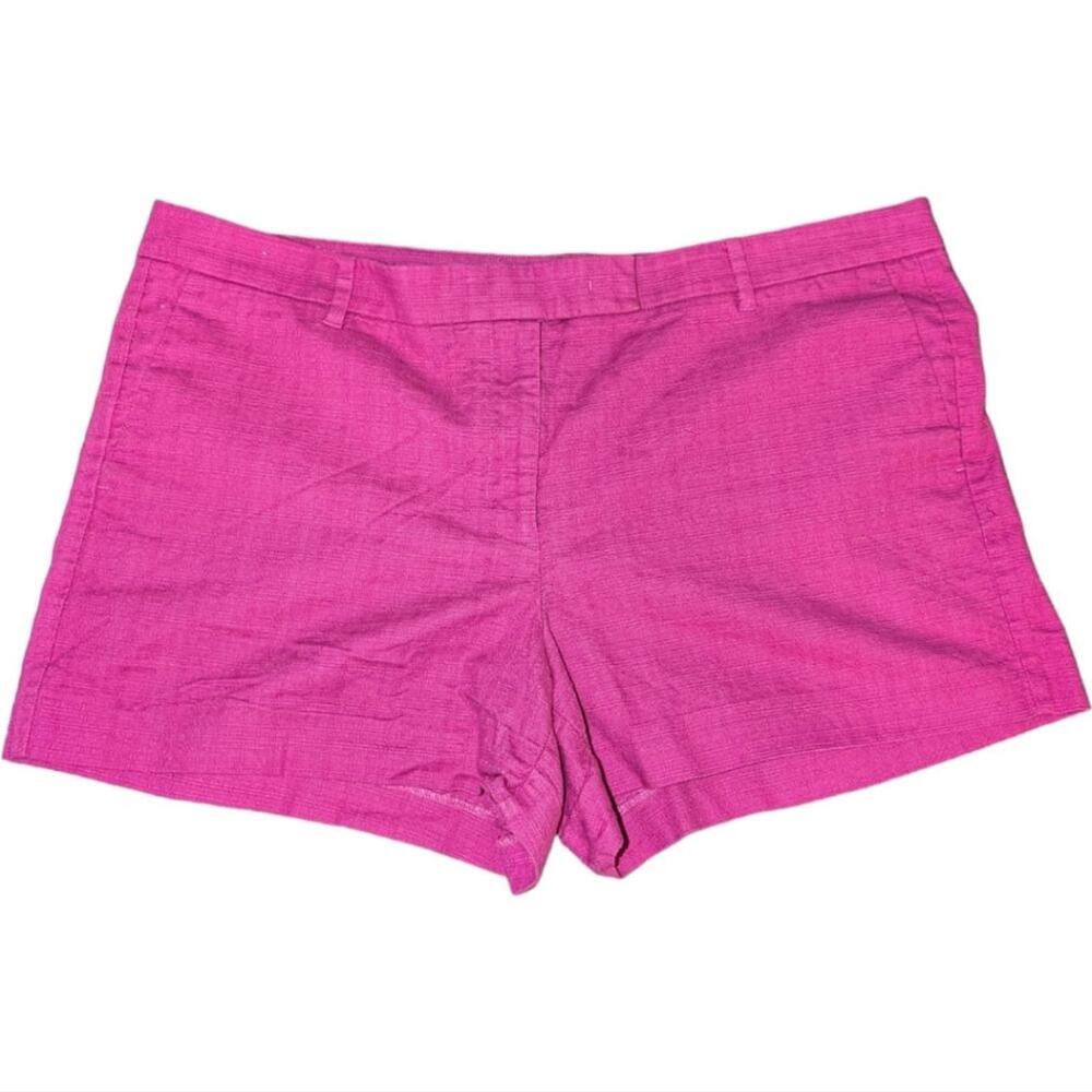 Ann Taylor Women 16 Petite Devin Fit Purple Flat Front Chino Shorts Pocket